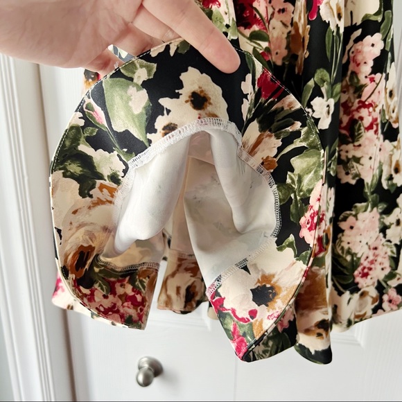 Black, Red and Cream Floral Halter A-Line Dress - Picture 6 of 15